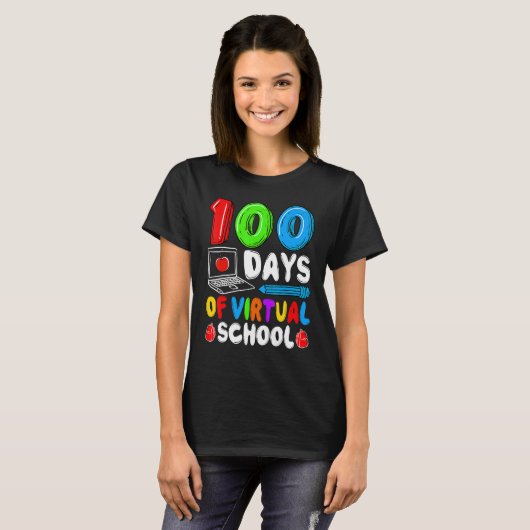 T-shirt 100 Days Of Virtual School Funny 100th Day Of Scho (Devant entier)