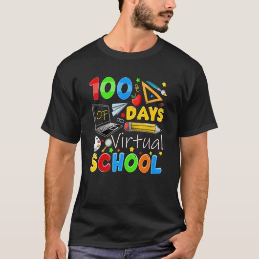 T-shirt 100 Days Of Virtual School Funny 100th Day Of Scho (Devant)