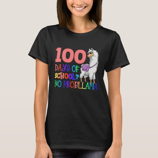 T-shirt 100 Days School No Sample Llama Teacher Or Student (Devant)