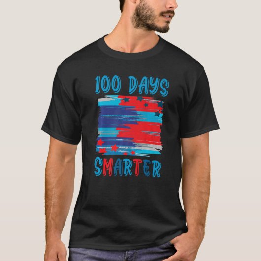 T-shirt 100 Days Smarter American US Flag Happy 100th Day  (Devant)