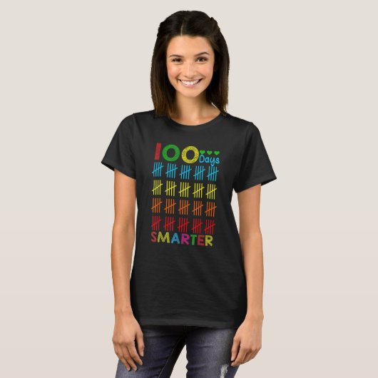 T-shirt 100 Days Smarter Counting Tally Marks 100th Day Of (Devant entier)
