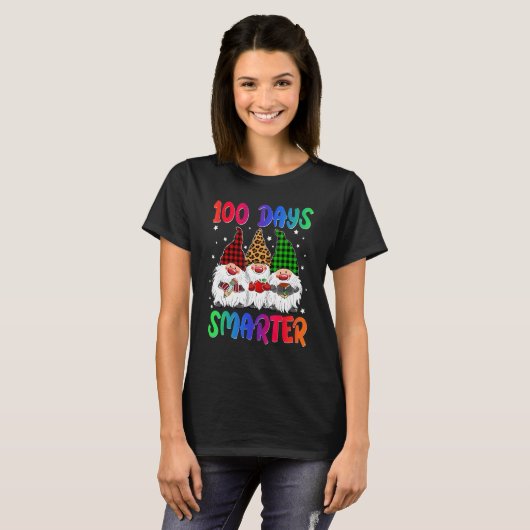 T-shirt 100 Days Smarter Gnome Teacher Kids 100th Day Of S (Devant entier)