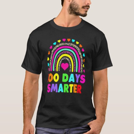 T-shirt 100 Days Smarter Happy 100th Day Of School Rainbow (Devant)