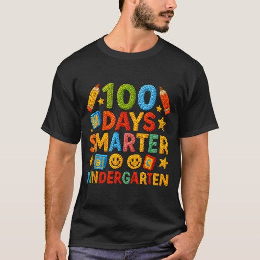T-shirt 100 Days Smarter Kindergarten Milestone School Ach (Devant)
