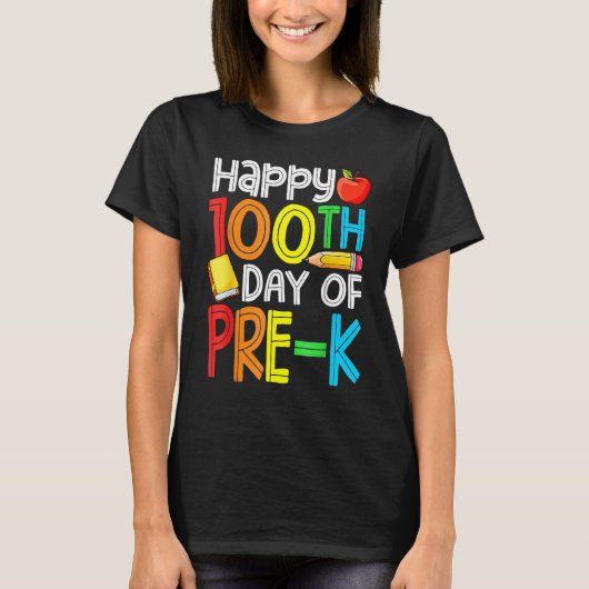 T-shirt 100 Days Smarter Pre-K Happy 100th Day Of School P (Devant)