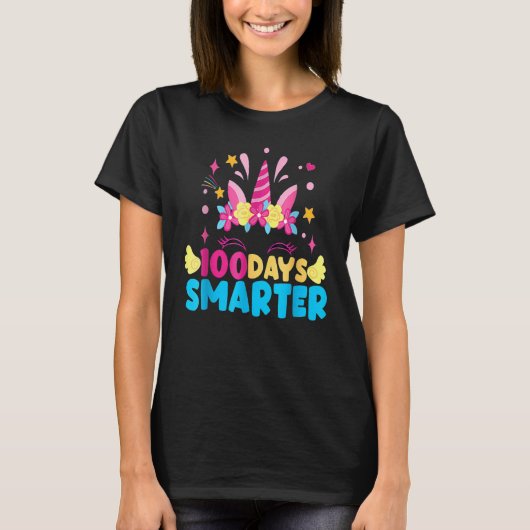 T-shirt 100 Days Smarter Unicorn Girls Teacher 100th Day O (Devant)