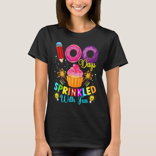T-shirt 100 Days Sprinkled With Fun Cupcake 100th Day Of S (Devant)