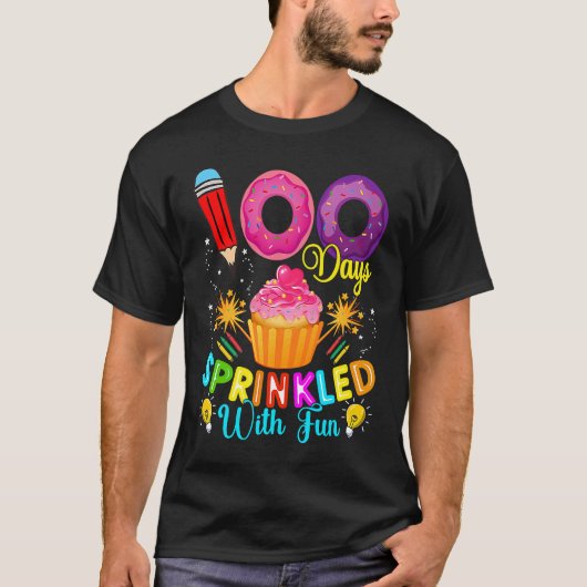 T-shirt 100 Days Sprinkled With Fun Cupcake 100th Day Of S (Devant)