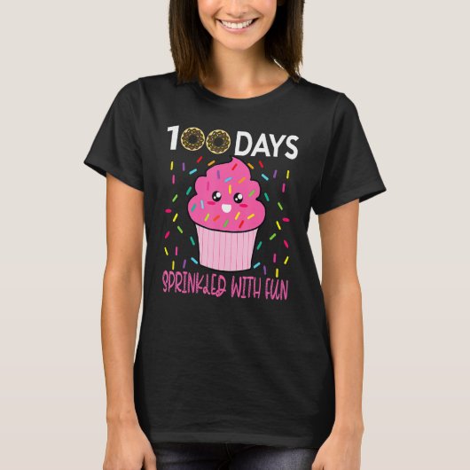 T-shirt 100 Days Sprinkled With Fun Cupcake 100th Day Of S (Devant)