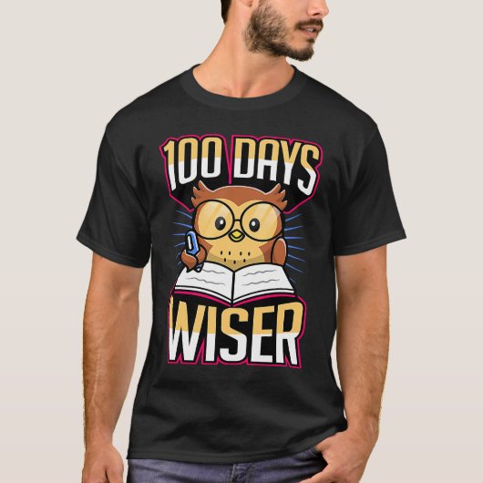 T-shirt 100 Days Wiser 100 Days Of School Reading Literacy (Devant)