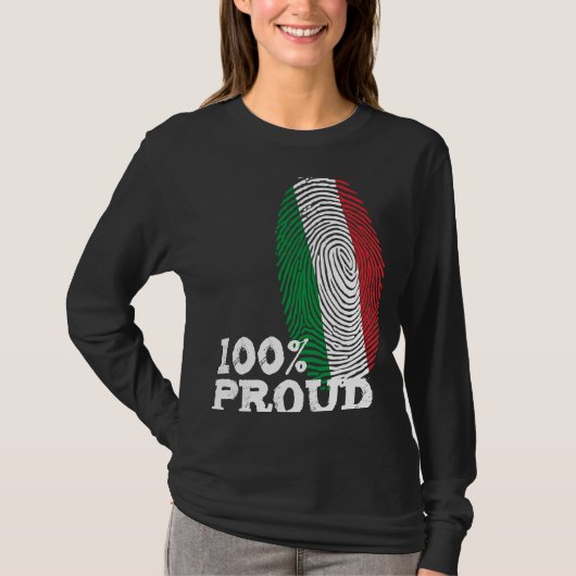 T-shirt 100 Drapeau d'empreintes digitales de Proud Italie (Devant)