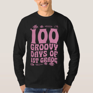 T-shirt 100 Groovy Days Of 1st Grade School 60s 70s Style