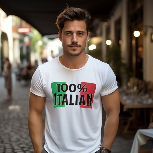 T-shirt 100% italien Drapeau italien drôle