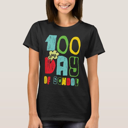 T-shirt 100 Jour d'école pour enfants Oui (Devant)
