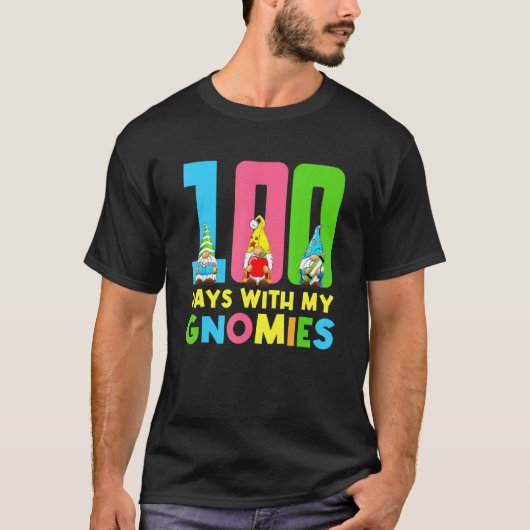 T-shirt 100 Jours Avec Mes Gnomies Enseignant Gnome (Devant)