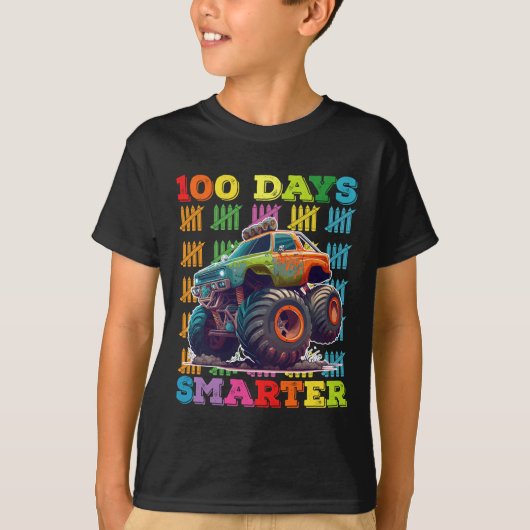 T-shirt 100 Jours Camion Monster Smarter 100e jour École (Devant)