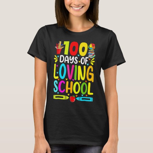 T-shirt 100 Jours D'Amour École Mignonne 100E Jour D'École (Devant)