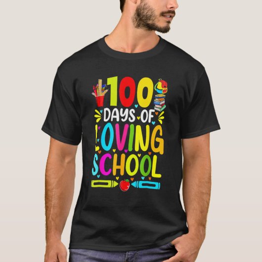 T-shirt 100 Jours D'Amour École Mignonne 100E Jour D'École (Devant)