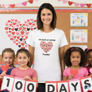 T-shirt 100 jours d'amour pour la maternelle Cœur 100e jou