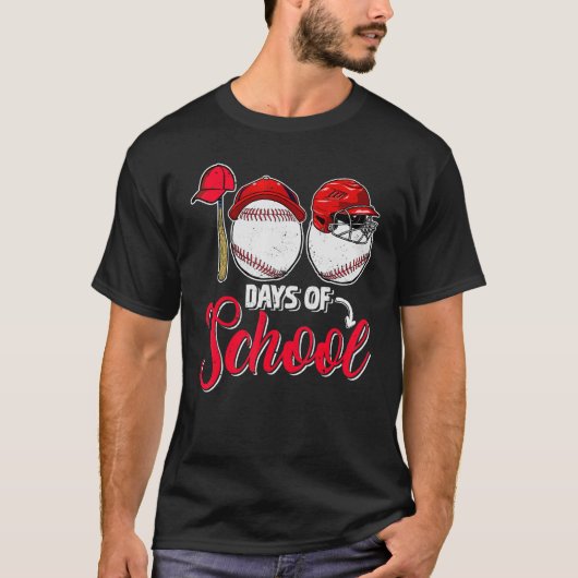T-shirt 100 Jours D'Amoureux Du Baseball À L'École Joyeux  (Devant)