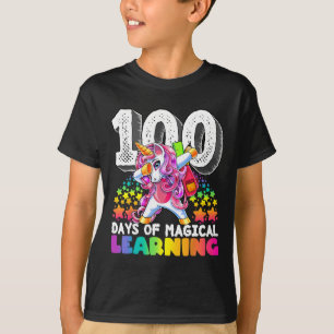 T-shirt 100 jours d'apprentissage magique dabbing unicorn