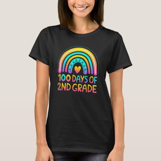 T-shirt 100 jours de 2e année 100e jour d'école Enseignant (Devant)