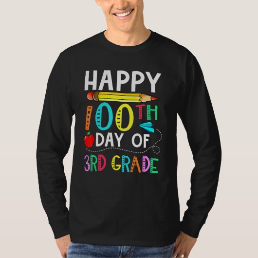 T-shirt 100 Jours De 3E Année Bonne 100E Jour D'École (Devant)