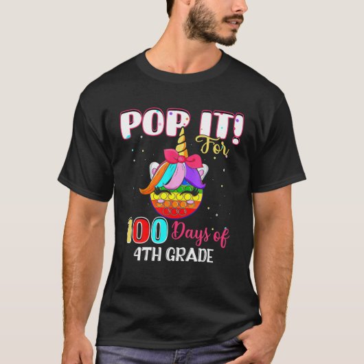 T-shirt 100 Jours De 4E Année Unicorn Fidget 100E (Devant)