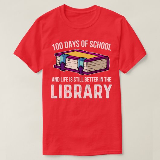 T-shirt 100 jours de bibliothèque scolaire Enseignant étud (Design devant)