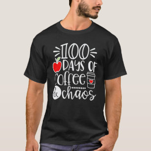 T-shirt 100 jours de café et de chaos 100e jour d'école F