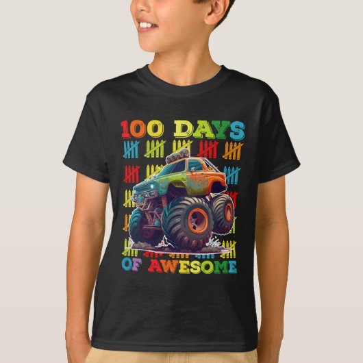 T-shirt 100 Jours De Camion Monster Magnifique 100e Jour É (Devant)