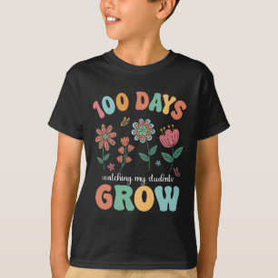 T-shirt 100 Jours De Croissance Des Fleurs De Boho Enseign