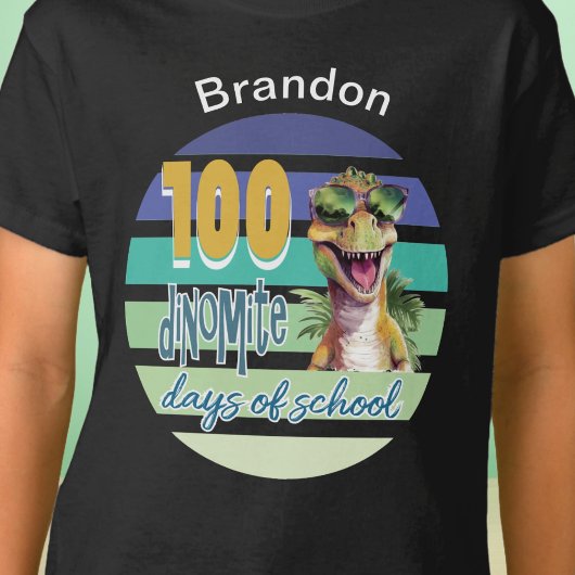 T-shirt 100 Jours de Dinosaure de l'école Monogramme étudi