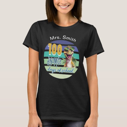 T-shirt 100 Jours de Dinosaure Enseignant (Devant)