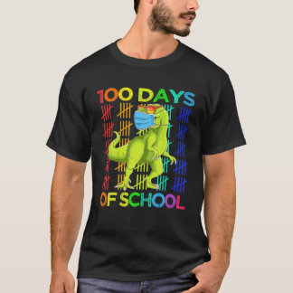 T-shirt 100 Jours De Dinosaure Scolaire Rex Portant Le Mas