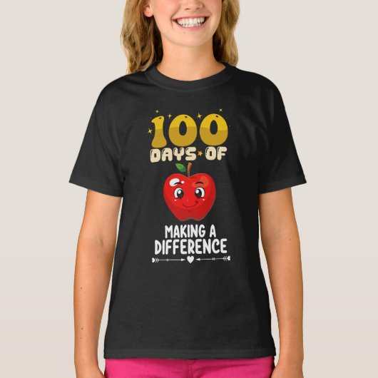 T-shirt 100 Jours De Faire Une Différence Apple (Devant)