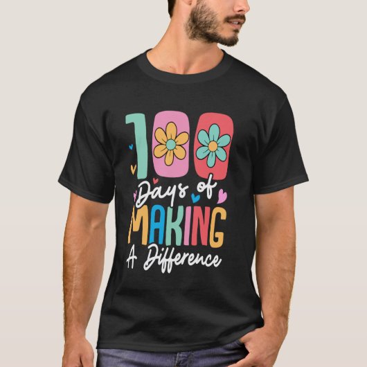 T-shirt 100 jours de faire une différence Enseignant Élève (Devant)
