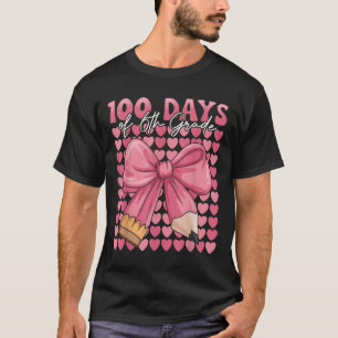 T-shirt 100 Jours De Filles De 6E Année Cute Bow 100e Jour
