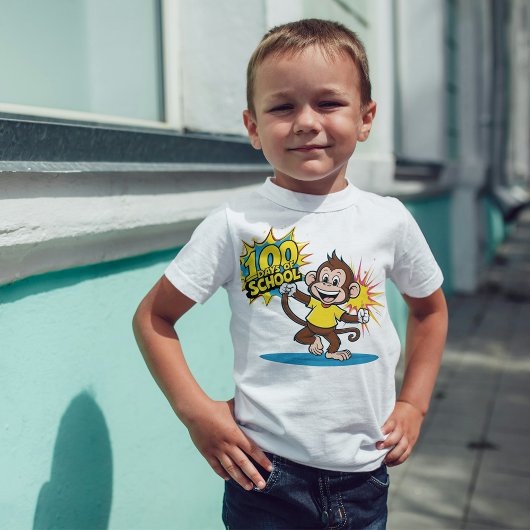 T-shirt 100 Jours de la célébration de l'école Monkey amus