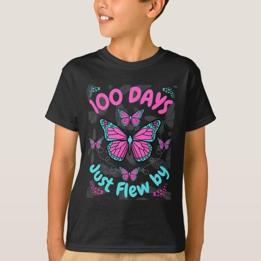 T-shirt 100 Jours de l'école Filles papillon 100 Jours Jus (Devant)
