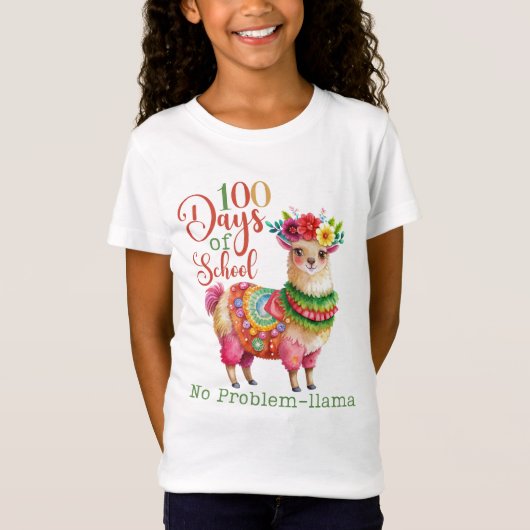 T-Shirt 100 jours de l'école Llama Chemise (Devant)