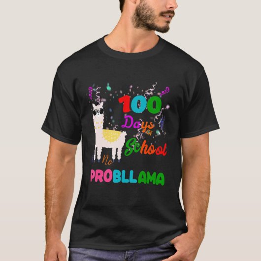 T-shirt 100 Jours de l'école Llama Pas de problème Alpaca (Devant)