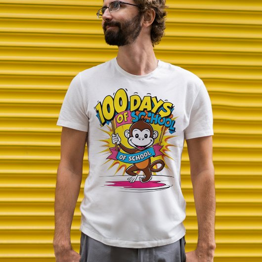 T-shirt 100 jours de l'école Monkey Celebration Design
