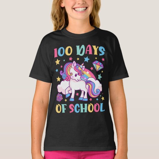 T-shirt 100 Jours de l'école Unicorn filles enseignant fil (Devant)