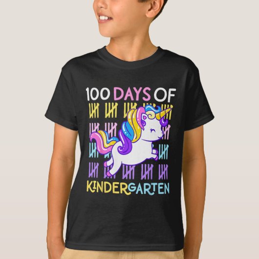 T-shirt 100 Jours De Maternelle Unicorn Enseignante Filles (Devant)