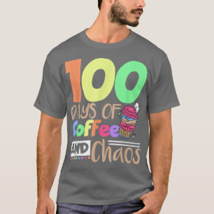 T-shirt 100 jours de professeur d'école de café et de chao