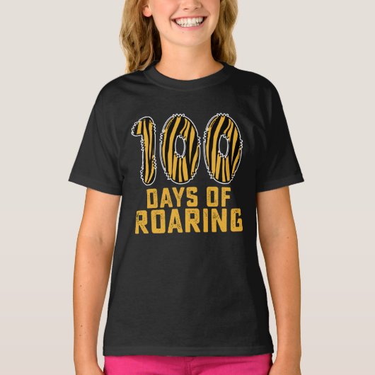 T-shirt 100 Jours De Roaring Tiger Funny 100ème Jour Schoo (Devant)