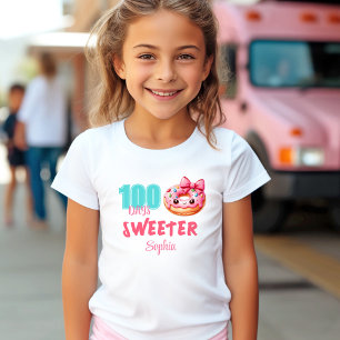 T-Shirt 100 Jours De Scolaire Mignonne Donut Fille Nom
