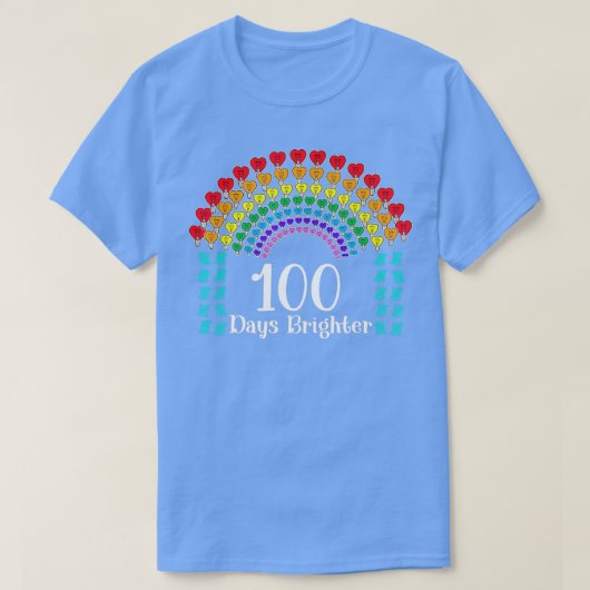T-shirt 100 Jours d'école 100 Jours Coeurs plus lumineux 1 (Design devant)