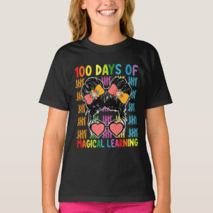 T-shirt 100 jours d'école à chignon désordonné d'apprentis